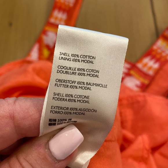 Anthropologie Orange Sleeveless Mini Dress New without tag size XS cotton pocket - Picture 5 of 12